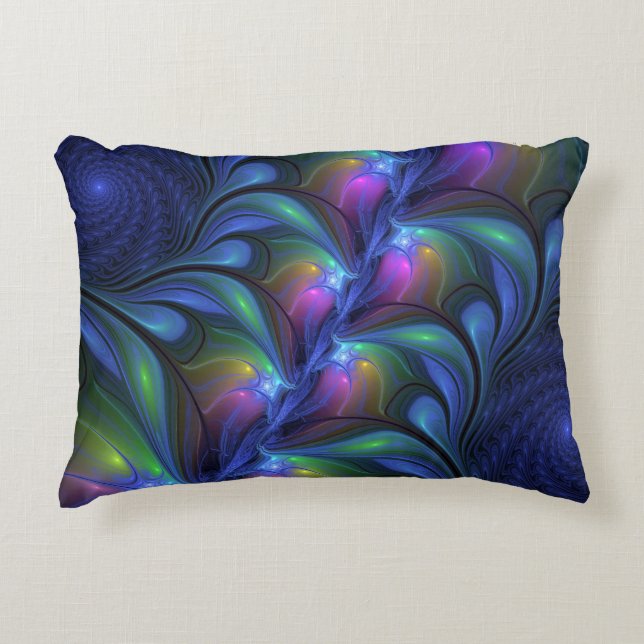 Kleurrijk Abstract blauw roze groen fractal Decoratief Kussen (Voorkant)