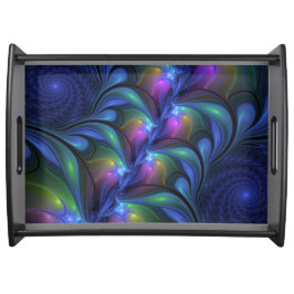 Kleurrijk Abstract blauw roze groen fractal Dienblad
