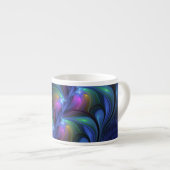 Kleurrijk Abstract blauw roze groen fractal Espresso Kop (Voorkant rechts)