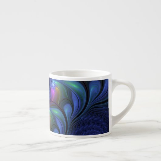 Kleurrijk Abstract blauw roze groen fractal Espresso Kop (Rechts)