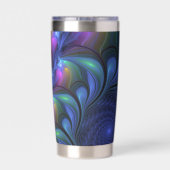 Kleurrijk Abstract blauw roze groen fractal Geïsoleerde Drinkbeker (Achterkant)