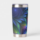 Kleurrijk Abstract blauw roze groen fractal Geïsoleerde Drinkbeker (Voorkant)
