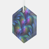 Kleurrijk Abstract blauw roze groen fractal Glas Ornament (Voorkant links)