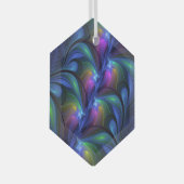 Kleurrijk Abstract blauw roze groen fractal Glas Ornament (Voorkant Rechts)