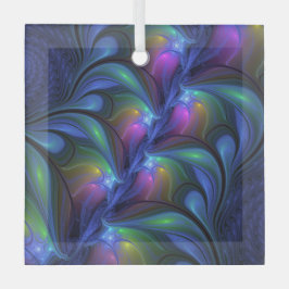 Kleurrijk Abstract blauw roze groen fractal Glas Ornament