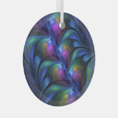 Kleurrijk Abstract blauw roze groen fractal Glas Ornament (Voorkant Rechts)