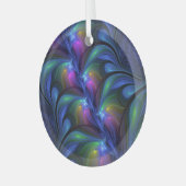 Kleurrijk Abstract blauw roze groen fractal Glas Ornament (Voorkant links)