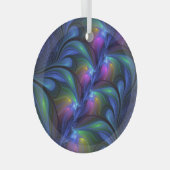 Kleurrijk Abstract blauw roze groen fractal Glas Ornament (Voorkant Rechts)