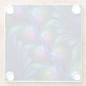 Kleurrijk Abstract blauw roze groen fractal Glazen Onderzetter (Achterkant)