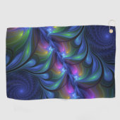 Kleurrijk Abstract blauw roze groen fractal Golfhanddoek (Horizontaal)