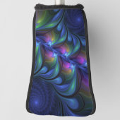 Kleurrijk Abstract blauw roze groen fractal Golfheadcover (Draai 90)