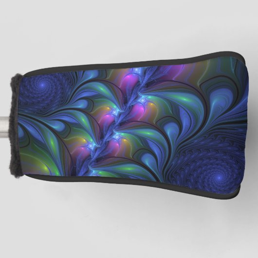 Kleurrijk Abstract blauw roze groen fractal Golfheadcover (Voorkant)