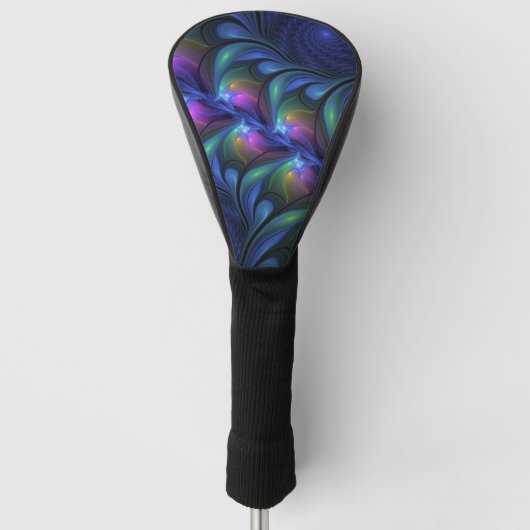 Kleurrijk Abstract blauw roze groen fractal Golfheadcover (Voorkant)