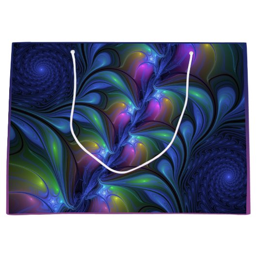 Kleurrijk Abstract blauw roze groen fractal Groot Cadeauzakje (Voorkant)