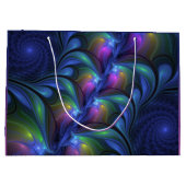 Kleurrijk Abstract blauw roze groen fractal Groot Cadeauzakje (Achterkant)