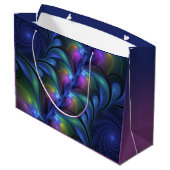 Kleurrijk Abstract blauw roze groen fractal Groot Cadeauzakje (Achterkant Gekanteld)