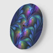 Kleurrijk Abstract blauw roze groen fractal Grote Klok (Hoek)