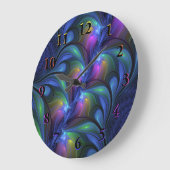 Kleurrijk Abstract blauw roze groen fractal Grote Klok (Hoek)