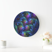 Kleurrijk Abstract blauw roze groen fractal Grote Klok (Huis)