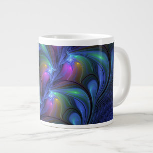 Kleurrijk Abstract blauw roze groen fractal Grote Koffiekop