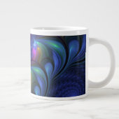 Kleurrijk Abstract blauw roze groen fractal Grote Koffiekop (Rechts)