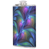 Kleurrijk Abstract blauw roze groen fractal Heupfles (Links)