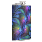 Kleurrijk Abstract blauw roze groen fractal Heupfles (Rechts)