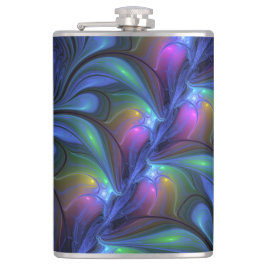 Kleurrijk Abstract blauw roze groen fractal Heupfles