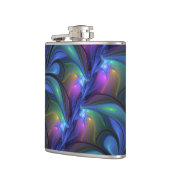 Kleurrijk Abstract blauw roze groen fractal Heupfles (Links)