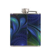 Kleurrijk Abstract blauw roze groen fractal Heupfles (Achterkant)