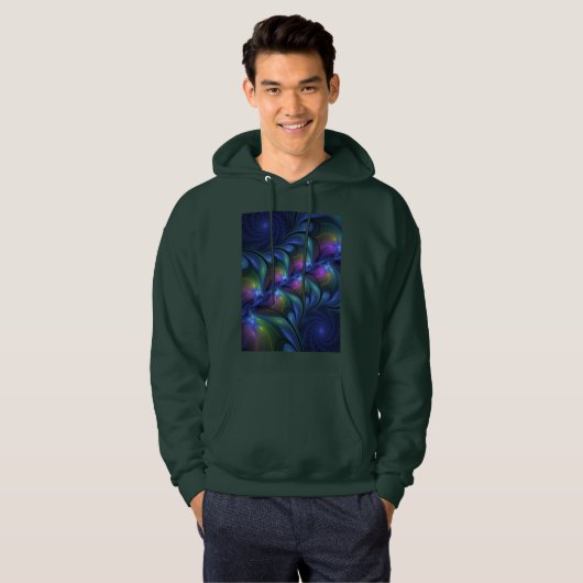 Kleurrijk Abstract blauw roze groen fractal Hoodie (Voorkant volledig)