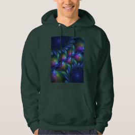 Kleurrijk Abstract blauw roze groen fractal Hoodie