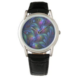 Kleurrijk Abstract blauw roze groen fractal Horloge