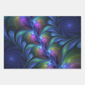 Kleurrijk Abstract blauw roze groen fractal Inpakpapier Vel (Voorkant 3)