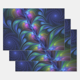 Kleurrijk Abstract blauw roze groen fractal Inpakpapier Vel