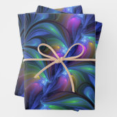 Kleurrijk Abstract blauw roze groen fractal Inpakpapier Vel (In situ)