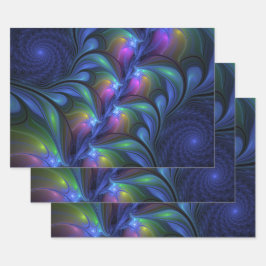 Kleurrijk Abstract blauw roze groen fractal Inpakpapier Vel