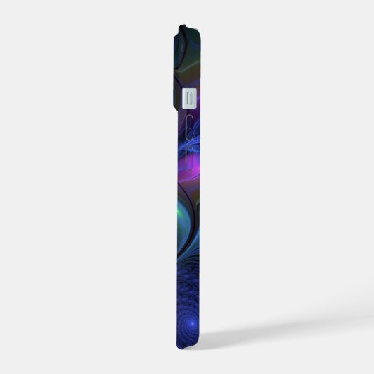 Kleurrijk Abstract blauw roze groen fractal iPhone 15 Case (Linkerkant)
