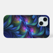 Kleurrijk Abstract blauw roze groen fractal iPhone 15 Case (Achterkant horizontaal)