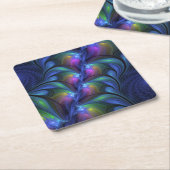 Kleurrijk Abstract blauw roze groen fractal Kartonnen Onderzetters (Schuin)