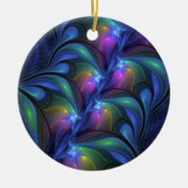 Kleurrijk Abstract blauw roze groen fractal Keramisch Ornament