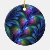 Kleurrijk Abstract blauw roze groen fractal Keramisch Ornament (Achterkant)