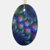 Kleurrijk Abstract blauw roze groen fractal Keramisch Ornament (Links)