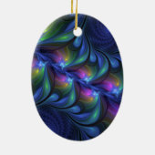 Kleurrijk Abstract blauw roze groen fractal Keramisch Ornament (Achterkant)