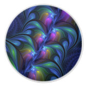 Kleurrijk Abstract blauw roze groen fractal Keramische Knop (Voorkant)
