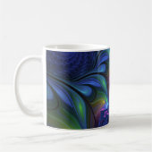 Kleurrijk Abstract blauw roze groen fractal Koffiemok (Links)
