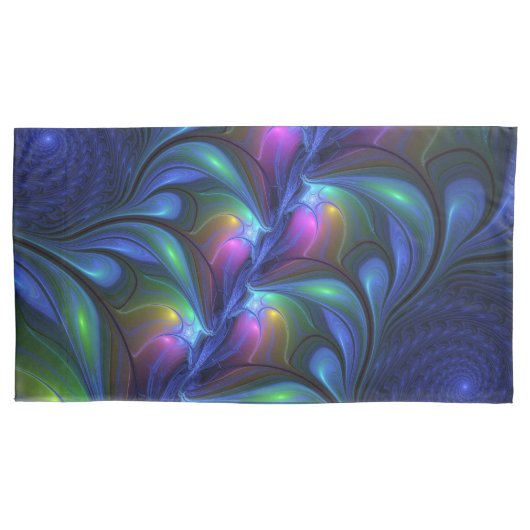 Kleurrijk Abstract blauw roze groen fractal Kussensloop (Voorkant-Links)