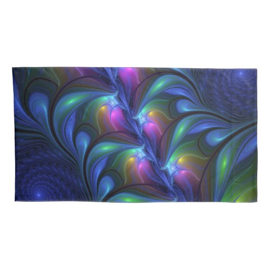 Kleurrijk Abstract blauw roze groen fractal Kussensloop (Achterkant-Rechts)