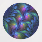 Kleurrijk Abstract blauw roze groen fractal Labels (Design 2)