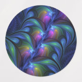 Kleurrijk Abstract blauw roze groen fractal Labels (Design 1)